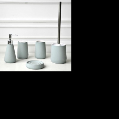 JIA SHUN modern design 5 piece hotel round green ceramic sandstone look bathroom accessories set